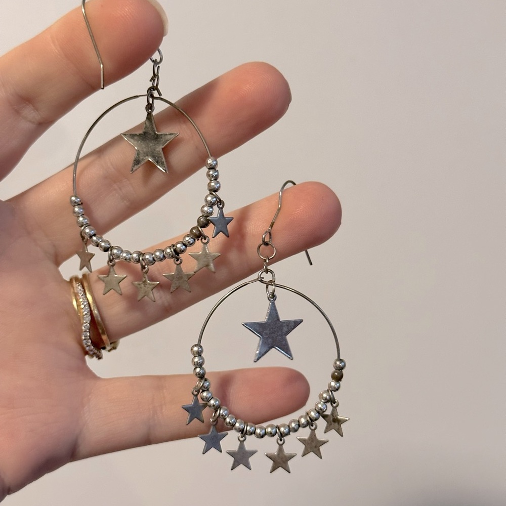 Handmade - dangling earrings with stars